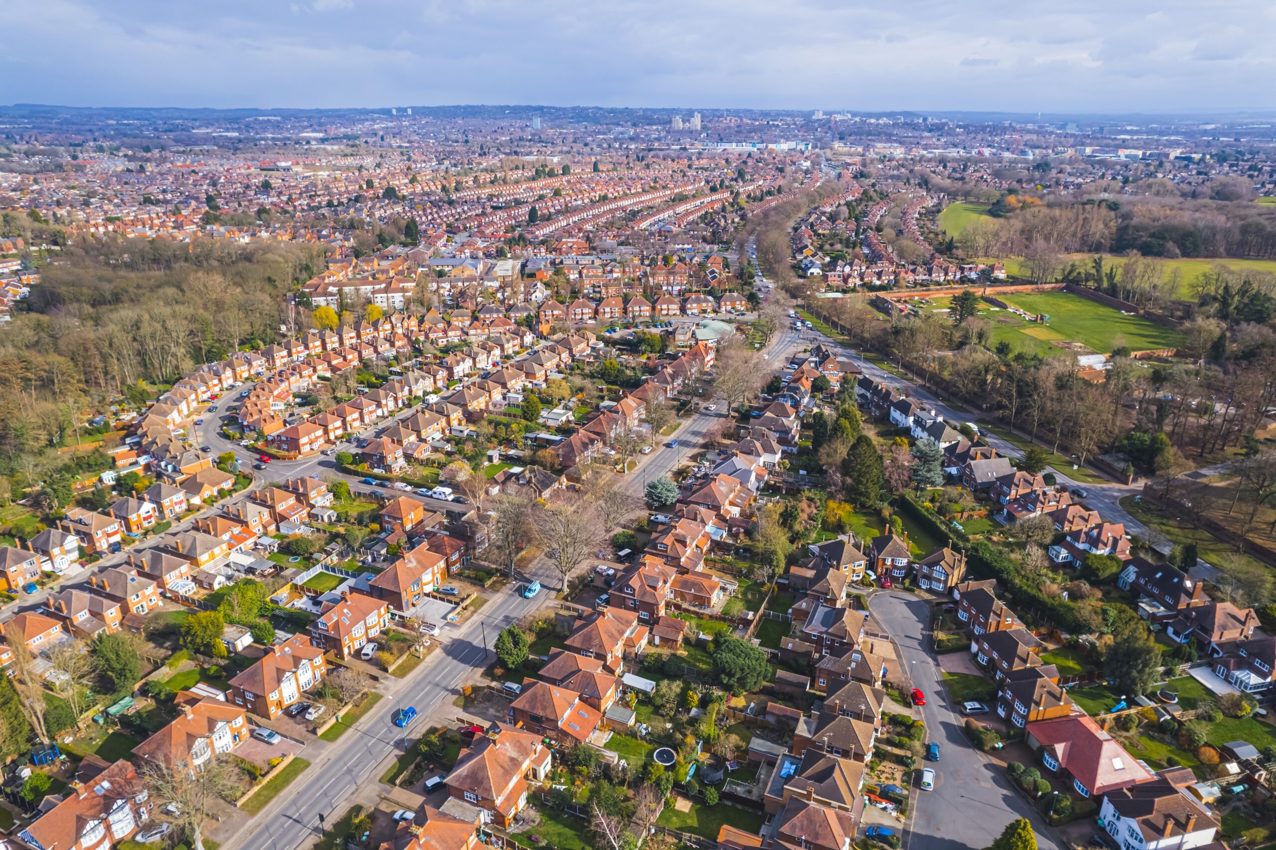 Drone,Shot,Of,Wollaton,District,,Small,And,Pretty,Orange,Houses